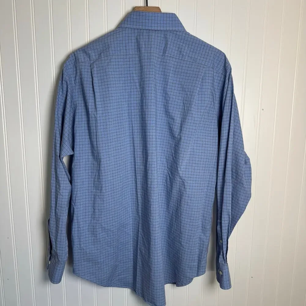 Lauren Ralph Lauren Mens Blue Checkered Button Down Long Sleeve 100% Cotton 16.5 - Picture 5 of 9